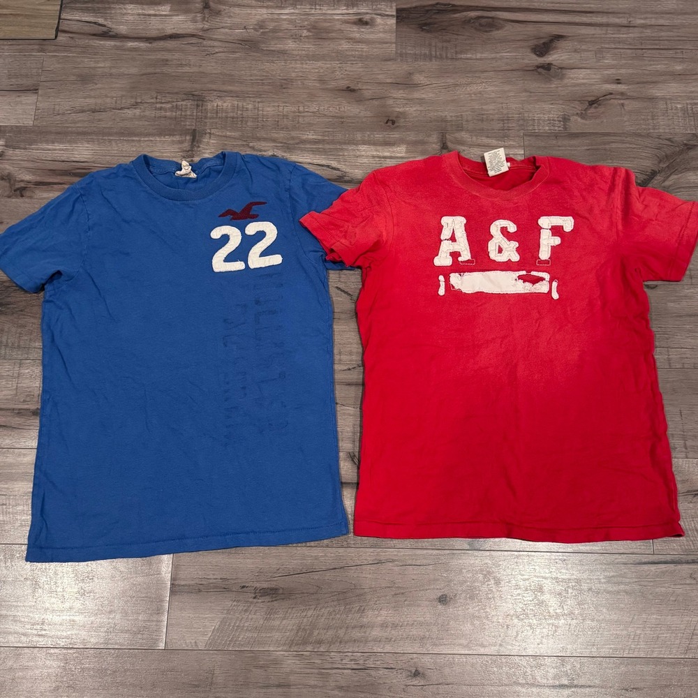 Vintage Hollister Abercrombie Tee Shirt Bundle Distressed Y2K Red Blue Small